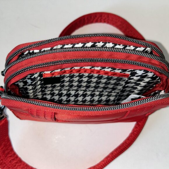 Lug Coupe 2 Convertible Crossbody Bag Poppy Red with Houndstooth Interior - Picture 2 of 6